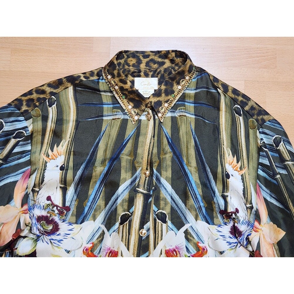 Women's Camilla Silk Passport To Paradise Multicolor Oversized Blouse Size Small - Picture 9 of 16